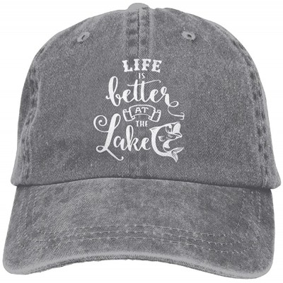 Baseball Caps Men and Women Life is Better at The Lake-1 Vintage Jeans Baseball Cap - Ash - C018EOY7TX3 $11.04
