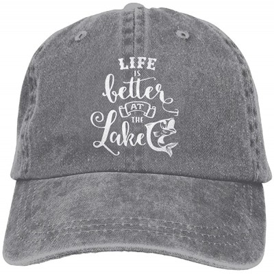 Baseball Caps Men and Women Life is Better at The Lake-1 Vintage Jeans Baseball Cap - Ash - C018EOY7TX3 $11.04