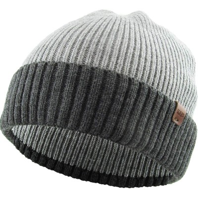 Skullies & Beanies Men Women Knit Winter Warmers Hat Daily Slouchy Hats Beanie Skull Cap - 4.3) Cuffed Light and Dark Gray - ...