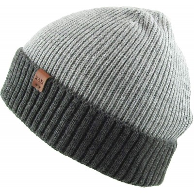 Skullies & Beanies Men Women Knit Winter Warmers Hat Daily Slouchy Hats Beanie Skull Cap - 4.3) Cuffed Light and Dark Gray - ...
