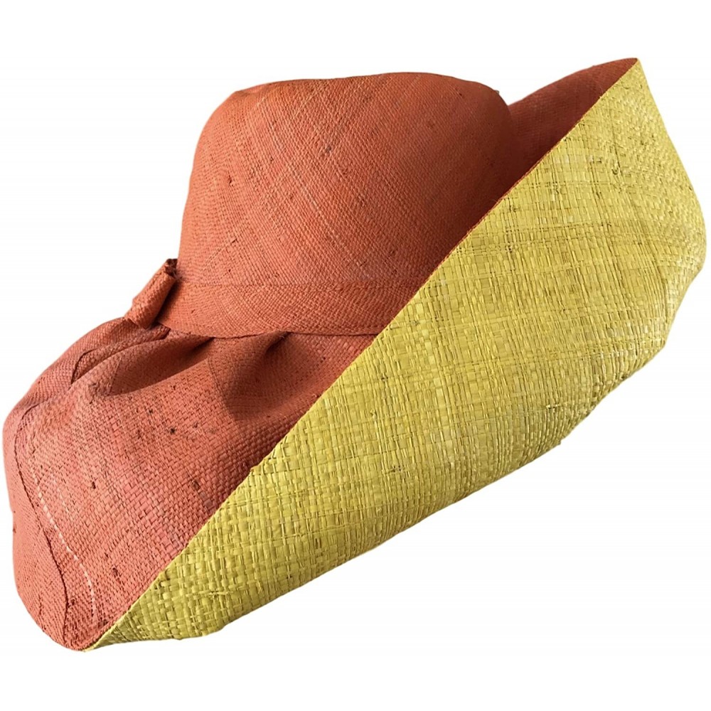 Sun Hats Madagascar Raffia Wide Brim Sun Hats - Natural- Black- Orange- Yellow - Orange- Yellow - CL1183QX8X1 $57.07