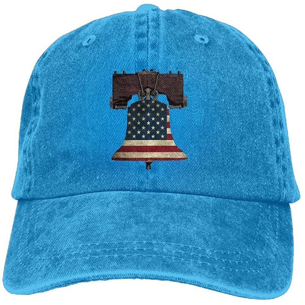 Cowboy Hats American Liberty Bell Trend Printing Cowboy Hat Fashion Baseball Cap for Men and Women Black - Royalblue - CO180G...