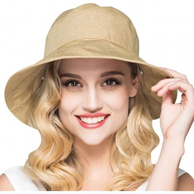 Bucket Hats Women's Cotton Bucket Hat Sun Summer Color Beach Wide Brim UV Caps - Yellow - CK182ENMKDA $13.87