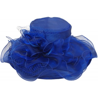 Sun Hats Women's Kentucky Derby Racing Horse Hat Church Wedding Dress Party Occasion Cap - Royal - CM126XPNJQJ $35.21