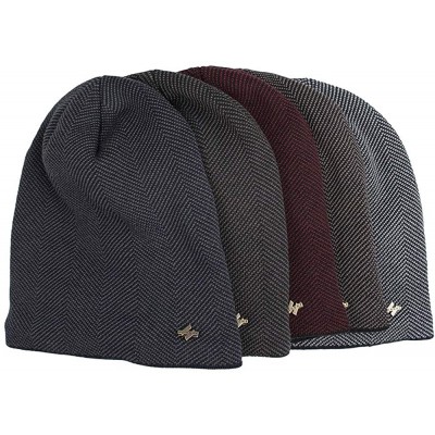 Skullies & Beanies Men Winter Skull Cap Beanie Large Knit Hat with Thick Fleece Lined Daily - F - Navy Blue - CS18ZD5AU7N $15.48