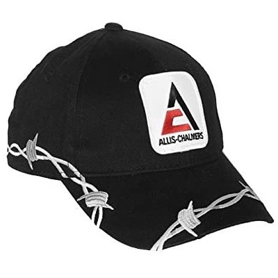 Baseball Caps Allis Chalmers Hat with Barbed Wire Accents Black - CE11DP9CZZX $29.88