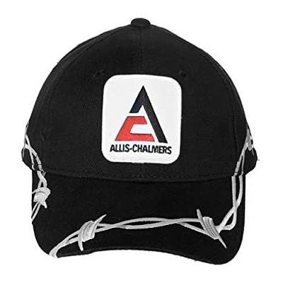 Baseball Caps Allis Chalmers Hat with Barbed Wire Accents Black - CE11DP9CZZX $29.88