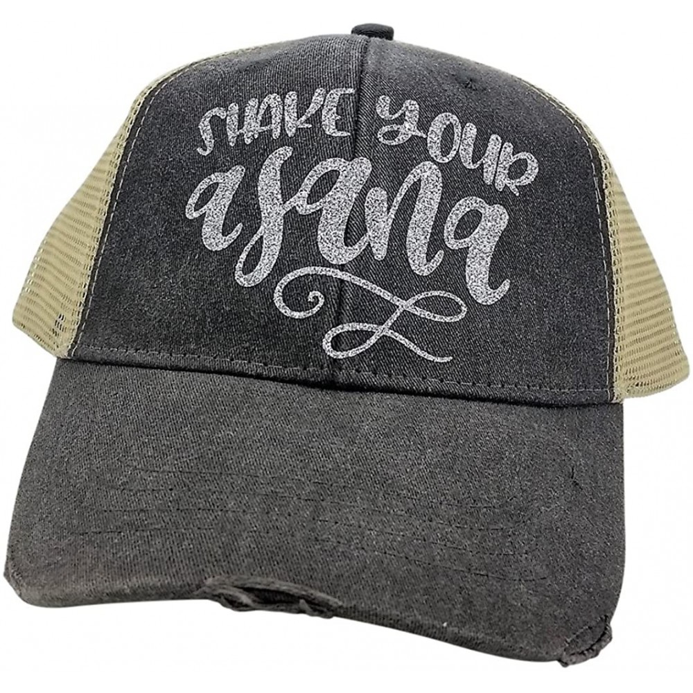 Baseball Caps Women's- Yoga- Shake Your Asana Bling Trucker Style Baseball Cap - Black/Silver - CV187Y4TTN0 $23.03