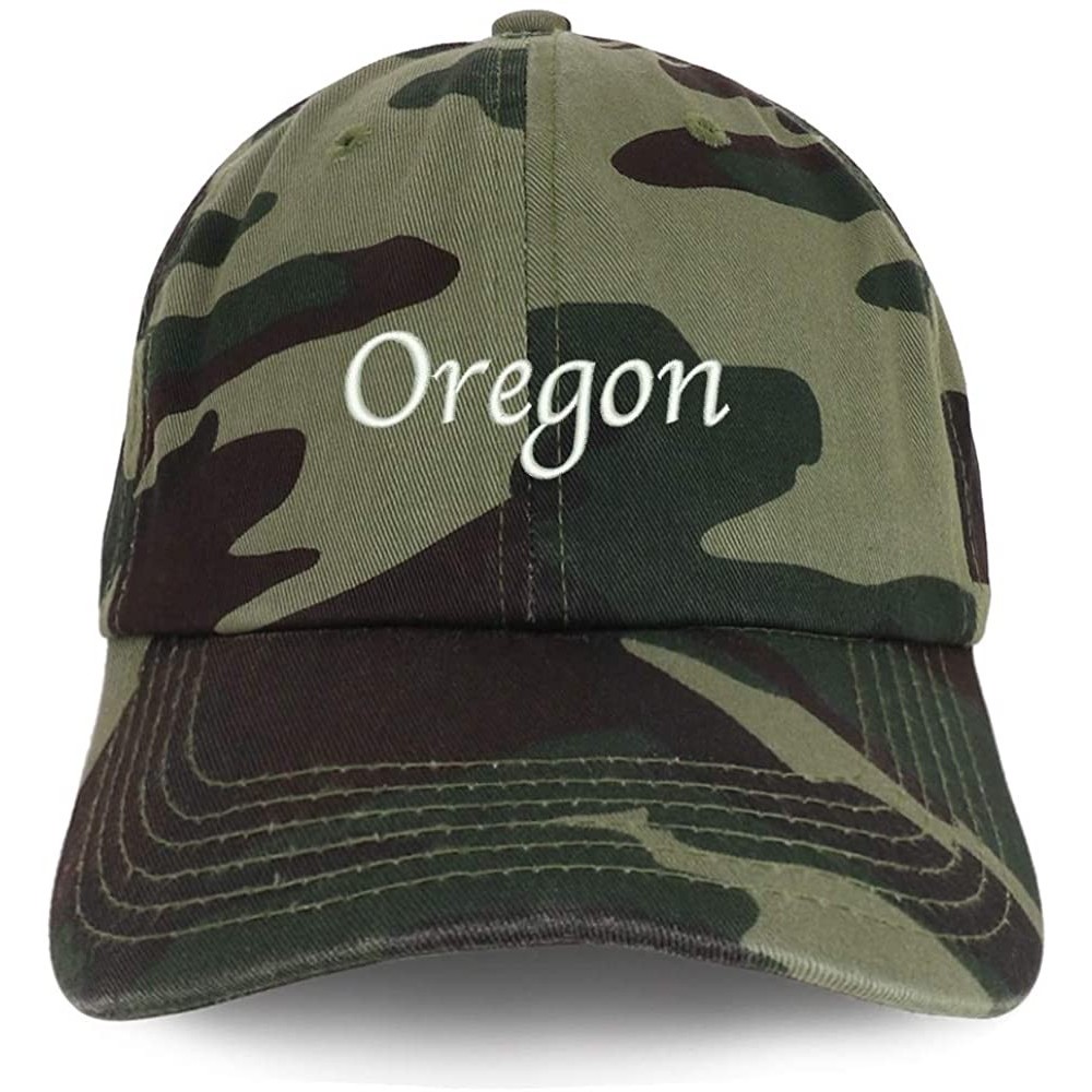 Baseball Caps Oregon Embroidered 100% Cotton Adjustable Cap Dad Hat - Camo - CJ18SNA6QL3 $18.37