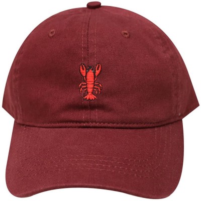 Baseball Caps Lopster Cotton Baseball Dad Cap - Burgundy - CO17YSIM5HI $12.80