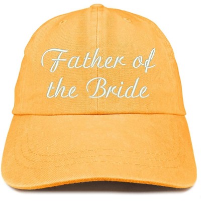 Baseball Caps Father of The Bride Embroidered Washed Cotton Adjustable Cap - Mango - CX18SU2NMUI $21.19