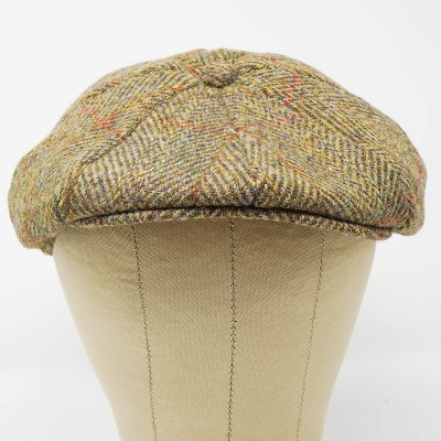 Newsboy Caps Dingwall 8 Piece Flat Cap - 100% Handwoven Wool - Harris Tweed - Water Resistant - Herringbone - CI18ZO47E8I $36.51