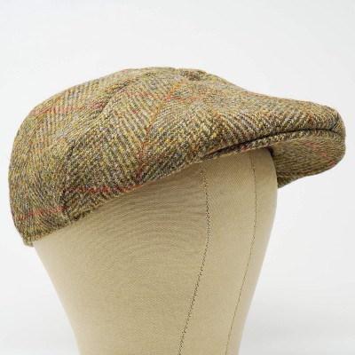 Newsboy Caps Dingwall 8 Piece Flat Cap - 100% Handwoven Wool - Harris Tweed - Water Resistant - Herringbone - CI18ZO47E8I $36.51