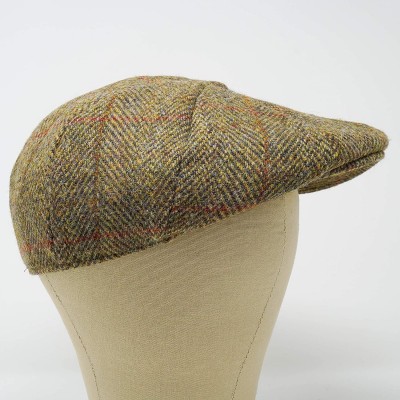 Newsboy Caps Dingwall 8 Piece Flat Cap - 100% Handwoven Wool - Harris Tweed - Water Resistant - Herringbone - CI18ZO47E8I $36.51