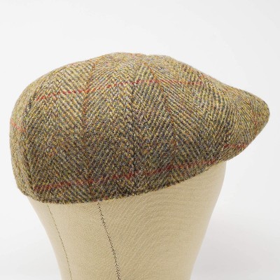 Newsboy Caps Dingwall 8 Piece Flat Cap - 100% Handwoven Wool - Harris Tweed - Water Resistant - Herringbone - CI18ZO47E8I $36.51