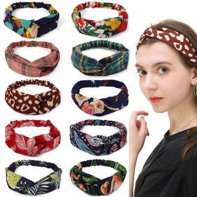 Headbands Headbands Turban Elastic Twisted Accessories - Packa2-(grid) - C718UYUTYIW $15.25