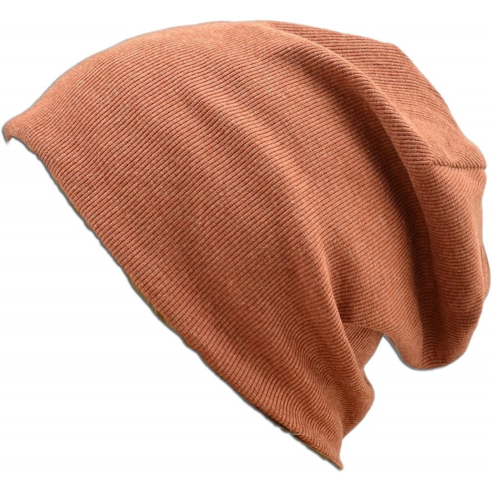 Skullies & Beanies Oversized Cotton Beanie Slouch Hat Ski Snowboard Hat Ribbed - Orange - C711HZHJZRR $10.45