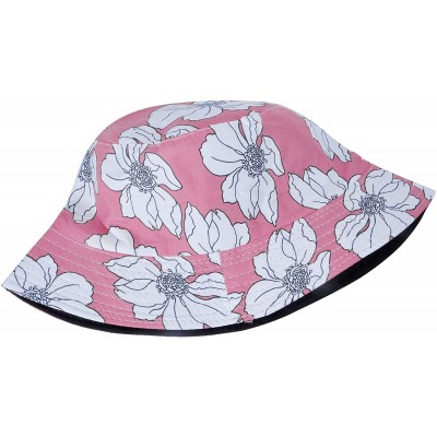 Bucket Hats Fashion Print Bucket Hat Summer Fisherman Cap for Women Men - Big Flower Pink - C0193I3IX70 $21.45