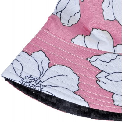 Bucket Hats Fashion Print Bucket Hat Summer Fisherman Cap for Women Men - Big Flower Pink - C0193I3IX70 $21.45