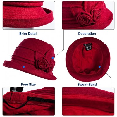 Berets Womens Wool Blend Winter Bucket 1920s Vintage Derby Hat Fedora Round Fall Bowler 55-59cm - 16076 -Black - CY18IIHKGIX ...