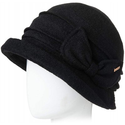 Bucket Hats 1920 Vintage Cloche Bucket Hat Ladies Church Derby Party Fashion Winter 55-59CM - 00769_black - CR18Z796RQI $19.13