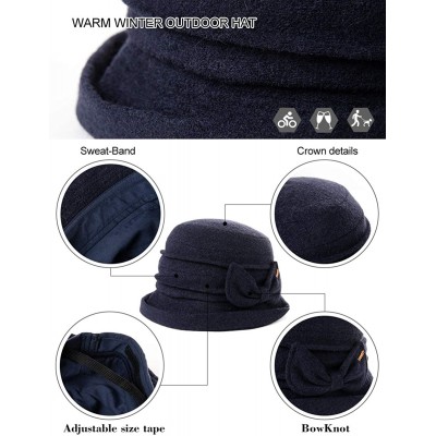 Bucket Hats 1920 Vintage Cloche Bucket Hat Ladies Church Derby Party Fashion Winter 55-59CM - 00769_black - CR18Z796RQI $19.13