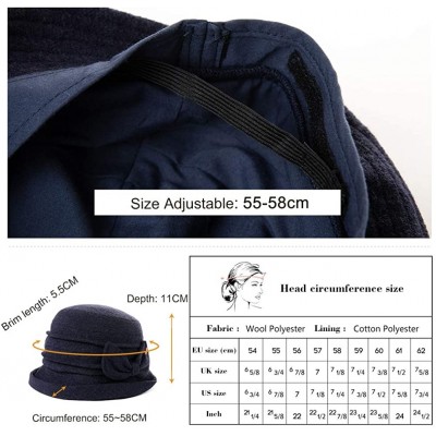 Bucket Hats 1920 Vintage Cloche Bucket Hat Ladies Church Derby Party Fashion Winter 55-59CM - 00769_black - CR18Z796RQI $19.13