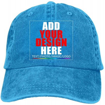 Baseball Caps Custom Baseball Caps- Design Your Own Hat- Team Photo Text Logo Graphic Print - Denim Blue - CS18U8ZU2NW $11.38