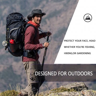 Sun Hats Outdoor Sun Hats Men Summer Sun Protection Wide Brim Boonie Hats - C018SYWW8SO $13.14