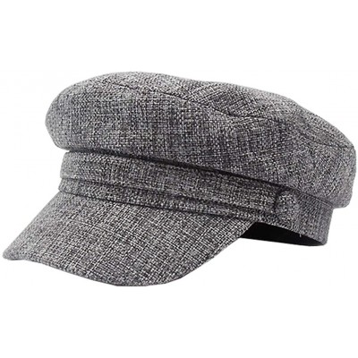 Newsboy Caps Linen Sailor Captain Caps Fiddle Skippers Breton Cap Newsboy - Grey - CQ18R723A95 $8.92