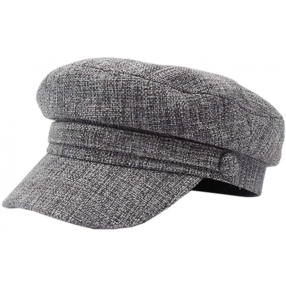 Newsboy Caps Linen Sailor Captain Caps Fiddle Skippers Breton Cap Newsboy - Grey - CQ18R723A95 $8.92