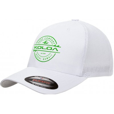 Baseball Caps Flexfit 6511 Truckers Caps - White With Green Logo - CH12GJU90S9 $14.17