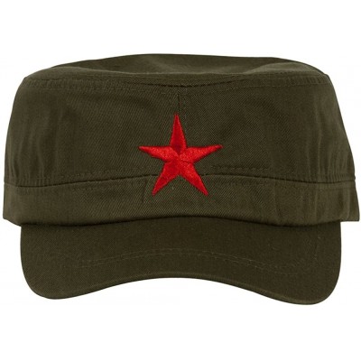 Baseball Caps New Army Cadet Adjustable Hat w/Red Star - Olive - CP12LX4RBVT $22.20