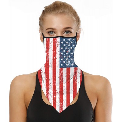 Balaclavas Men Women American Flag Face Scarf Bandana Ear Loops Face Balaclava Neck Gaiters for Dust Mask - CC198RO0GEW $14.13