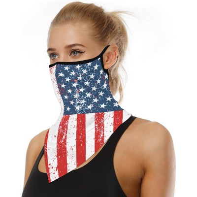 Balaclavas Men Women American Flag Face Scarf Bandana Ear Loops Face Balaclava Neck Gaiters for Dust Mask - CC198RO0GEW $14.13