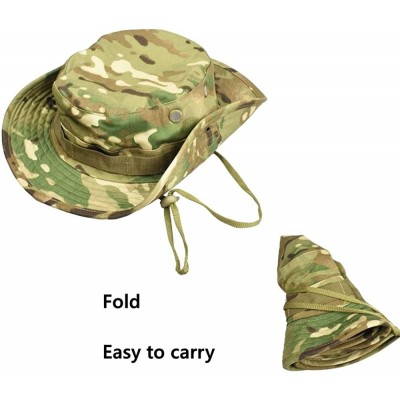 Sun Hats Men's Camo Boonie Hat Fishing Sun Hat Wide Brim Bucket Hat with Adjustable Strap - Mulicam - CH18EHH3SN0 $13.65