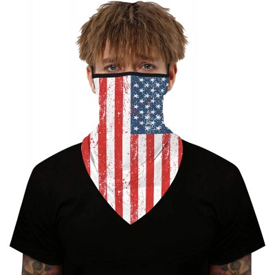 Balaclavas Men Women American Flag Face Scarf Bandana Ear Loops Face Balaclava Neck Gaiters for Dust Mask - CC198RO0GEW $14.13