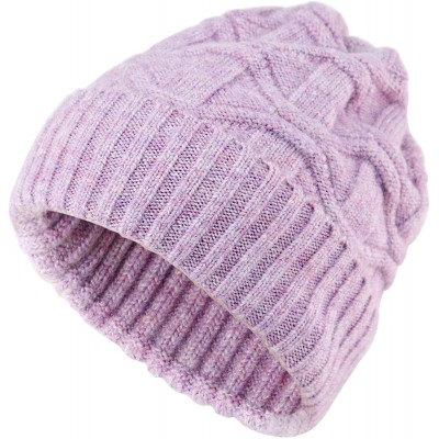 Skullies & Beanies Winter Warm Knitted Beanie Hats Slouchy Skull Cap Velvet Lined Touch Screen Gloves for Men Women - Light P...