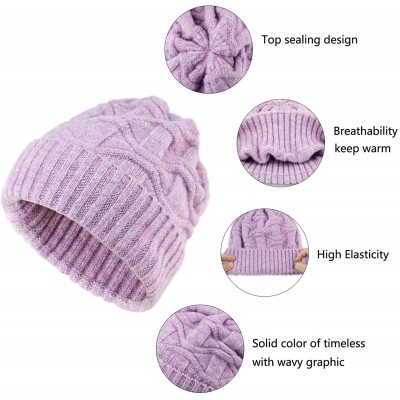 Skullies & Beanies Winter Warm Knitted Beanie Hats Slouchy Skull Cap Velvet Lined Touch Screen Gloves for Men Women - Light P...