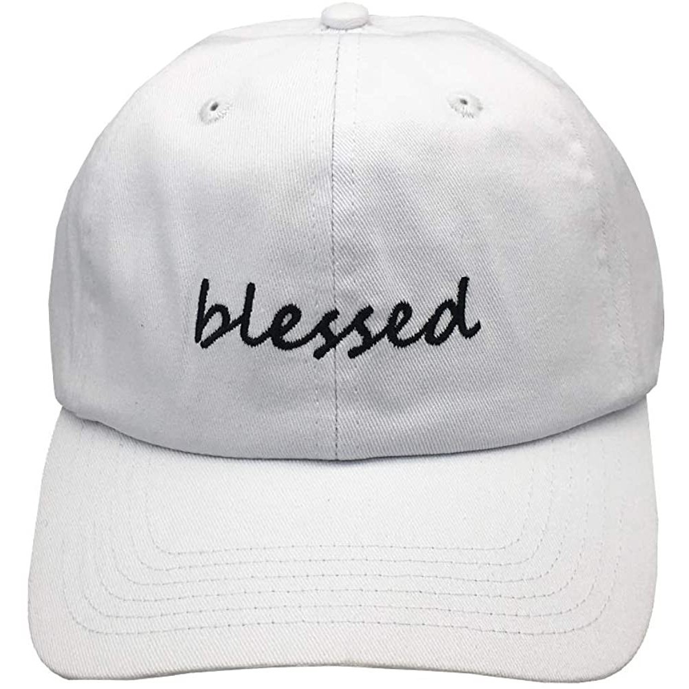 Baseball Caps Blessed Embroidered Unisex Women Dad Cap Adjustable Strapback Baseball hat - White - CI18ZXSU7ZO $10.64