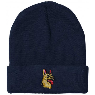 Skullies & Beanies Custom Beanie for Men & Women German Shepherd Head B Embroidery Skull Cap Hat - Navy - CL18ZRAXIL2 $15.54