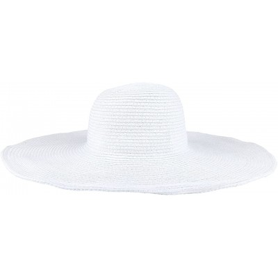 Sun Hats Women Summer Big Brim Beach Hat Floppy Straw Sun Hat Cap UPF 50+ - White - CA18UEM0IZ4 $14.31