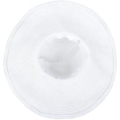 Sun Hats Women Summer Big Brim Beach Hat Floppy Straw Sun Hat Cap UPF 50+ - White - CA18UEM0IZ4 $14.31