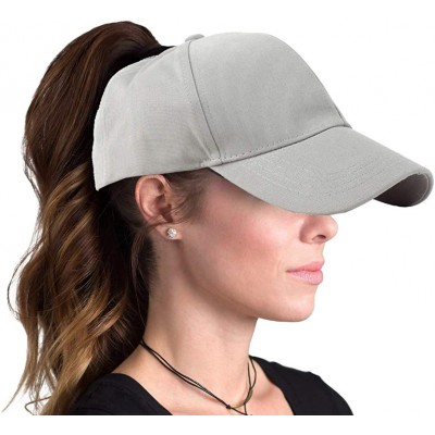 Baseball Caps Women Cotton Ponytail Baseball Cap Messy Bun Cap(Without Hair) - Grey - CX18QXX3ZC0 $8.58