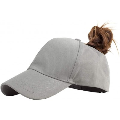 Baseball Caps Women Cotton Ponytail Baseball Cap Messy Bun Cap(Without Hair) - Grey - CX18QXX3ZC0 $8.58