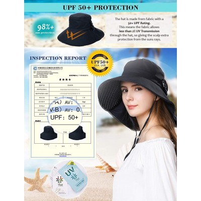 Sun Hats Womens Packable Ponytail SPF 50 Sun Hat Summer Gardening Hiking Fishing 55-61cm - Navy_69053 - CT18E4T8CYN $28.13