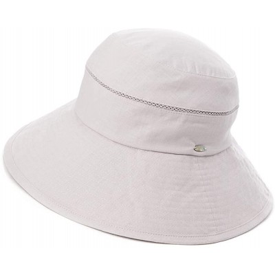 Sun Hats Womens UPF50+ Linen/Cotton Summer Sunhat Bucket Packable Hats w/Chin Cord - 89312_gray - CP18SMCK09N $21.81