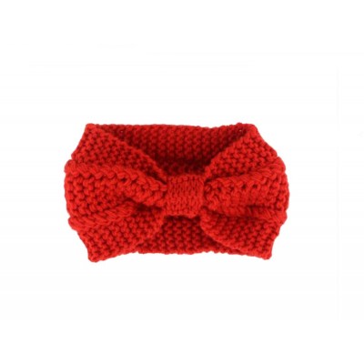 Headbands Women's Bowknot Design Winter Warm Twist Knitted Wool Headgear Crochet Headband Head Wrap Hairband(Red) - Red - CK1...