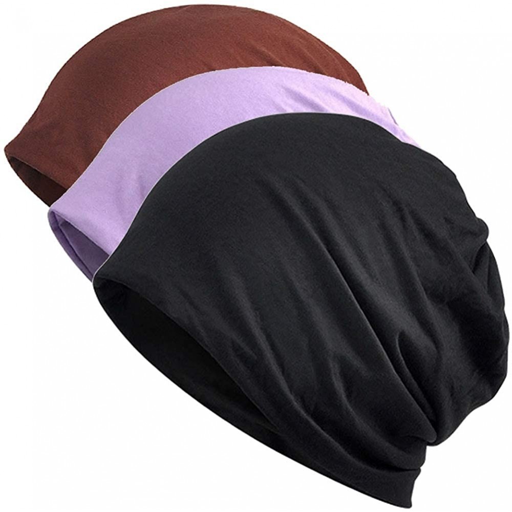 Skullies & Beanies Chemo Caps Cancer Headwear Infinity Scarf for Women - 3 Pack Solid Color - C718Q5G4AI6 $17.76