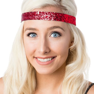 Headbands Women's Adjustable NO SLIP Bling Glitter Headband Mixed Pack (Red 3pk) - Red 3pk - C81864MSD2K $16.94